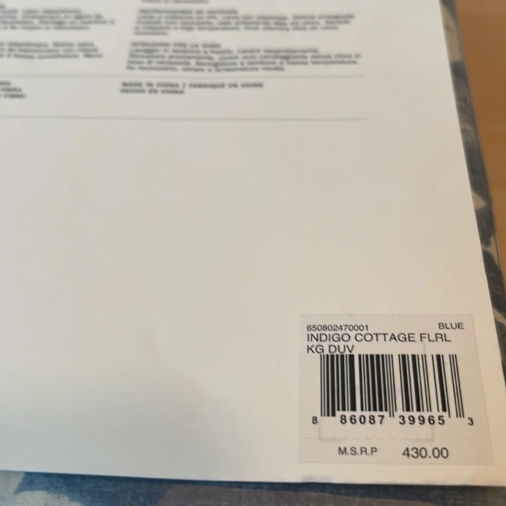 Ralph Lauren King Indigo Cottage 100% Cotton Duvet Cover